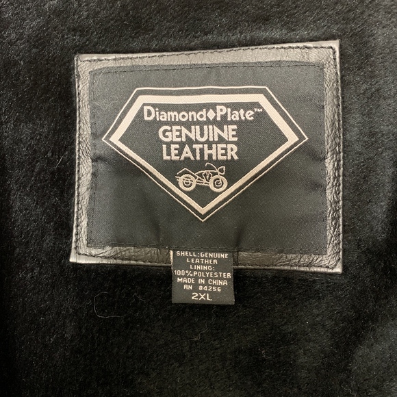 Diamond Plate USA bomber leather coat size 2XL - Picture 6 of 7